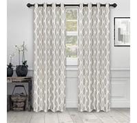 Superior Tende per finestre, accenti, tende per cucina, camera da letto, ufficio, soggiorno, 8 occhielli, chic formale, veneziana damascata jacquard ricamata, set da 2, 132 x 160 cm, ottone