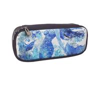 Superiore Borsa Matite Blue Mer-Mai Draw Printed Astuccio Cartoleria Grande Capacità Portamatite Borsa Per Insegnanti, Ragazzi, Regalo, 20X9X4Cm