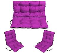 SuperKissen24. Cuscino Lungo per Panchina da Giardino 100x50 cm con Schienale 100x60 cm per Panca da Esterno ed Interno e Due Cuscini per Sdraio 96x48 cm - Fucsia