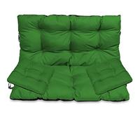 SuperKissen24. Cuscino Lungo per Panchina da Giardino 100x50 cm con Schienale 100x60 cm per Panca da Esterno ed Interno e Due Cuscini per la Sedia da Gardino 45x45 cm - Verde