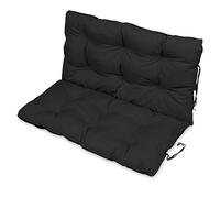 SuperKissen24. Cuscino Lungo per Panchina da Giardino 100x50 cm con Schienale 100x60 cm Resistente e Comodo per Panca da Esterno ed Interno - Nero
