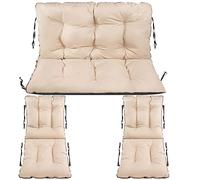 SuperKissen24. Cuscino Lungo per Panchina da Giardino 100x60x50 cm + 2 x Cuscini per Sdraio 48x96 cm - per Panca da Esterno ed Interno - Impermeabile - Lino Beige