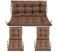 SuperKissen24. Cuscino Lungo per Panchina da Giardino 100x60x50 cm + 2 x Cuscini per Sdraio 48x96 cm - per Panca da Esterno ed Interno - Impermeabile - Lino Marrone