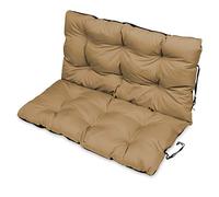 SuperKissen24. Cuscino Lungo per Panchina da Giardino 120x50 cm con Schienale 120x60 cm Resistente e Comodo per Panca da Esterno ed Interno - Beige