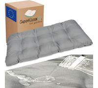 SuperKissen24. Cuscino Lungo per Panchina da Giardino 120x50 cm Resistente e Comodo per Panca da Esterno ed Interno - Grigio