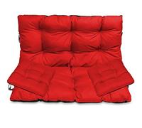 SuperKissen24. Cuscino Lungo per Panchina da Giardino 180x50 cm con Schienale 180x60 cm per Panca da Esterno ed Interno e Due Cuscini per la Sedia da Gardino 45x45 cm - Rosso