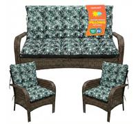 SuperKissen24. Cuscino Lungo per Panchina da Giardino 180x50 cm con Schienale 180x60 cm per Panca da Esterno ed Interno e Due Cuscini per Sdraio 48x96 cm - Exotic