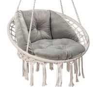 SuperKissen24. Cuscino per Sedie sospese, Sedia a Dondolo Sospesa - Guanciale per Poltrona Sospesa - Cuscino Morbido - Cuscino Rotondo - Cuscini per Dondolo Appeso - Argento