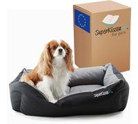 SuperKissen24. Lettini per Cani - Letto per Cano - Taglia Piccolo, Media e Grande - M - Nero e Grigio - Lino