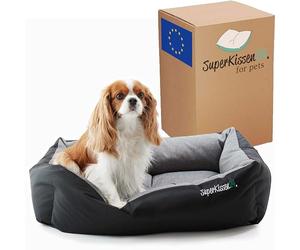 SuperKissen24. Lettini per Cani - Letto per Cano - Taglia Piccolo, Media e Grande - M - Nero e Grigio - Lino