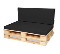 SuperKissen24. Materasso Cuscino per Bancale Divano Pallet 120x80 con Schienale 120x40 cm Seduta Impermeabile e Comodo per Divanetti da Esterno - Nero