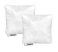 SuperKissen24. Set di 2 Cuscini Letto in Microfibra 50x50 cm con Imbottitura in Poliestere - Anallergico - Cuscino per Divano, per Salotto - Good Sleep Bianco