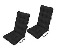 SuperKissen24. Set di 2 Cuscini per Sdraio 123x48 cm da Esterno ed Interno Resistente e Comodo per Sedie Reclinabili, Spiaggine e Poltrone da Giardino - Nero