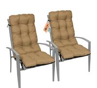 SuperKissen24. Set di 2 Cuscini per Sdraio 123x48 cm da Esterno ed Interno Resistente e Comodo per Sedie Reclinabili, Spiaggine e Poltrone da Giardino - Beige