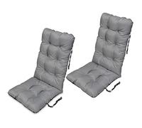 SuperKissen24. Set di 2 Cuscini per Sdraio 123x48 cm da Esterno ed Interno Resistente e Comodo per Sedie Reclinabili, Spiaggine e Poltrone da Giardino - Grigio