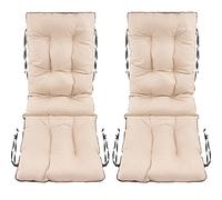 SuperKissen24. Set di 2 Cuscini per Sdraio 48x48x75 cm da Esterno ed Interno Resistente e Comodo per Sedie Reclinabili, Spiaggine e Poltrone da Giardino - Lino Beige