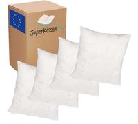 SuperKissen24. Set di 4 Cuscini Letto con Imbottitura in Poliestere - Anallergico Imbottitura Cuscini - Lavabile Cuscino per Divano, per Salotto - Good Sleep Bianco 40x40 cm