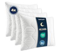 SuperKissen24. Set di 4 Cuscini Letto in Microfibra 50x50 cm con Imbottitura in Poliestere - Anallergico - Cuscino per Divano, per Salotto - Good Sleep Bianco