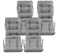 SuperKissen24. Set di 4 Cuscini per Sdraio 48x48x48 cm da Esterno ed Interno Resistente e Comodo per Sedie Reclinabili, Spiaggine e Poltrone da Giardino - Lino Grigio
