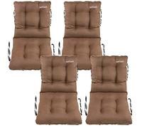 SuperKissen24. Set di 4 Cuscini per Sdraio 48x48x48 cm da Esterno ed Interno Resistente e Comodo per Sedie Reclinabili, Spiaggine e Poltrone da Giardino - Lino Marrone