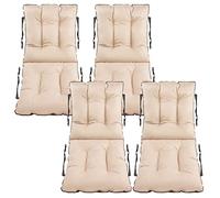 SuperKissen24. Set di 4 Cuscini per Sdraio 48x48x48 cm da Esterno ed Interno Resistente e Comodo per Sedie Reclinabili, Spiaggine e Poltrone da Giardino - Lino Beige