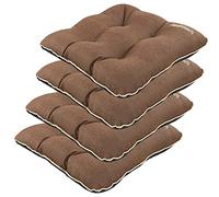 SuperKissen24. Set di 4 Cuscini per Sedie - Cuscino 45x45 cm da Esterno ed Interno Comoda Seduta Impermeabile per Mobili e Arredamento da Giardino, per Pavimento - Lino Marrone