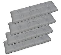 SuperKissen24. Set di 4 Cuscino Lungo per Panchina da Giardino 120x38 cm Resistente e Comodo per Panca da Esterno ed Interno - Grigio