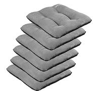 SuperKissen24. Set di 6 Cuscini per Sedie - Cuscino 45x45 cm da Esterno ed Interno Comoda Seduta Impermeabile per Mobili e Arredamento da Giardino, per Pavimento - Lino Grigio
