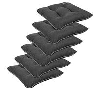 SuperKissen24. Set di 6 Cuscini per Sedie - Cuscino 45x45 cm da Esterno ed Interno Comoda Seduta Impermeabile per Mobili e Arredamento da Giardino, per Pavimento - Lino Nero