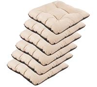 SuperKissen24. Set di 6 Cuscini per Sedie - Cuscino 45x45 cm da Esterno ed Interno Comoda Seduta Impermeabile per Mobili e Arredamento da Giardino, per Pavimento - Lino Beige