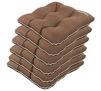 SuperKissen24. Set di 6 Cuscini per Sedie - Cuscino 45x45 cm da Esterno ed Interno Comoda Seduta Impermeabile per Mobili e Arredamento da Giardino, per Pavimento - Lino Marrone