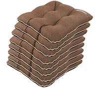 SuperKissen24. Set di 8 Cuscini per Sedie - Cuscino 45x45 cm da Esterno ed Interno Comoda Seduta Impermeabile per Mobili e Arredamento da Giardino, per Pavimento - Lino Marrone