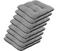 SuperKissen24. Set di 8 Cuscini per Sedie - Cuscino 45x45 cm da Esterno ed Interno Comoda Seduta Impermeabile per Mobili e Arredamento da Giardino, per Pavimento - Lino Grigio