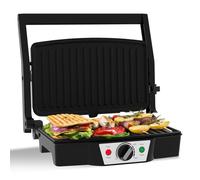 SUPERLEX Barbecue a contatto elettrico da tavolo, 1800 W, apribile a 180°, compatto, 27,5 x 17,8 cm, piastra antiaderente con regolazione della temperatura, per panini toast carne, verdure, pesce