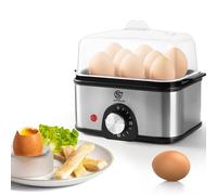 SUPERLEX Cuociuova in acciaio inox 8 uova, scaldabagno elettrico 2 in 1, con regolazione dell'ora per la regolazione della durezza, timer da 60 minuti, spegnimento automatico per protezione dal