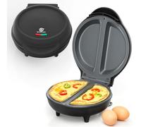 SUPERLEX Macchina per omelette rotonda, 750 W, cuociuova elettrico con rivestimento antiaderente e doppio riscaldamento, fa 2 omelette, non si capovolge, per omelette, uova strapazzate e uova al