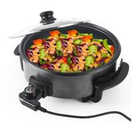 SUPERLEX Padella multifunzione 30 x 7 cm, 5,6 litri con coperchio 1500 Watt, padella elettrica per pizza