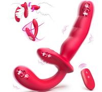 SuperLove 3in1 G-Spot & Clitoris Stimulating Strapless Strap-On with Remote Red