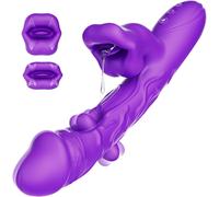 SuperLove 3in1 G-Spot Wiggling & Biting & Licking Rabbit Vibrator Purple