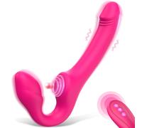 SuperLove Dual Vibration Strapless Strap-On with Remote Pink