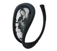 SuperLove Invisible Strapless C String Transparent Floral Lace Black