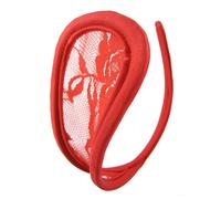 SuperLove Invisible Strapless C String Transparent Floral Lace Red