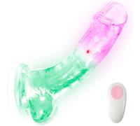 SuperLove LED Vibrating Dildo with Balls & Remote Large