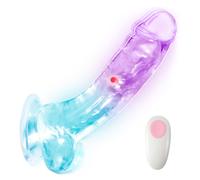 SuperLove LED Vibrating Dildo with Balls & Remote Small