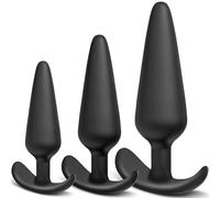 SuperLove Silicone Anal Plug Training Set for Beginners & Advanced Black