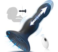 SuperLove Thrusting Vibrating Anal Plug with Suction Cup & Remote Black