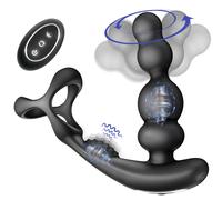 SuperLove Ultimate Pleasure Prostate Massager with Double Cock Ring & Remote Control Black