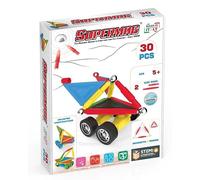 SUPERMAG - Gioco di Costruzione Magnetico con Ruote - 30 Pezzi - Gioco per Bambini a partire dai 5 anni - Sistema Brevettato Basato sui Programmi STEM - Made in Italy