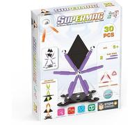 SUPERMAG - Gioco di Costruzione Magnetico Technicolor - 30 Pezzi - Gioco per Bambini a partire dai 5 anni - Sistema Brevettato Basato sui Programmi STEM - Made in Italy
