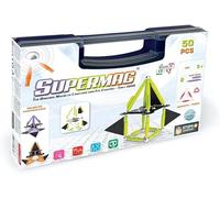 SUPERMAG - Gioco di Costruzione Magnetico Technicolor - 50 Pezzi + valigetta- Gioco per Bambini a partire dai 5 anni - Sistema Brevettato Basato sui Programmi STEM - Made in Italy